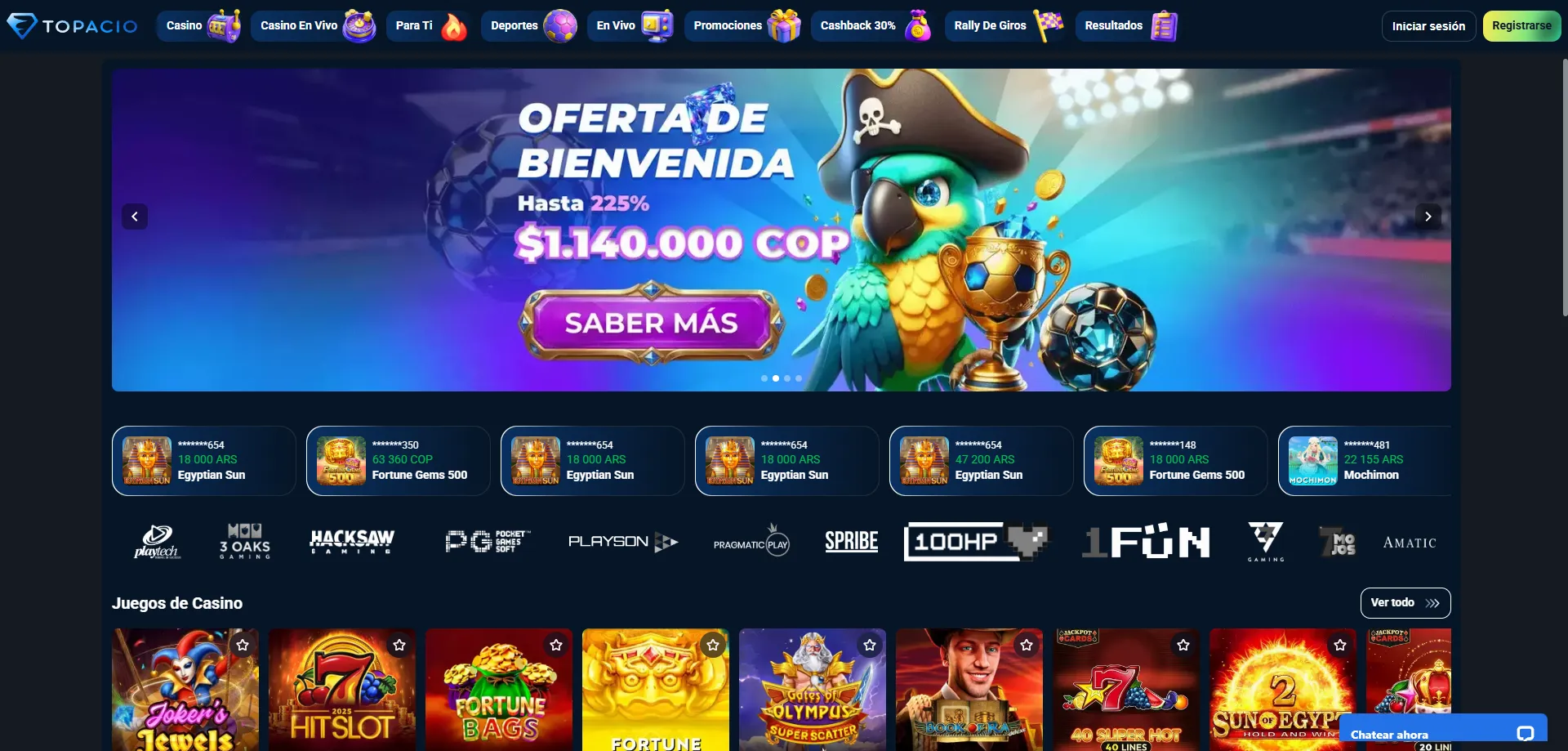 Topacio Casino Colombia plataforma de juego online confiable 2026